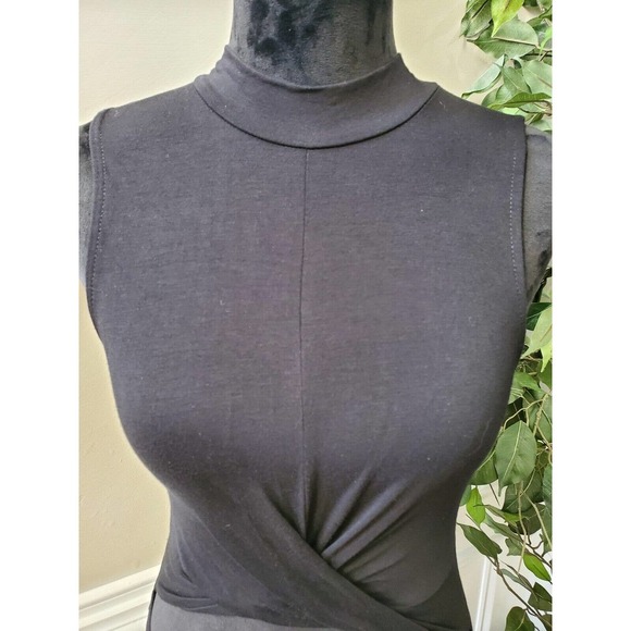 Fashion Nova Women's Black Rayon Mock Neck Sleeveless Pencil Knee Length Dress S - Picture 4 of 10